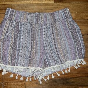 REWASH Tassel tie boho shorts